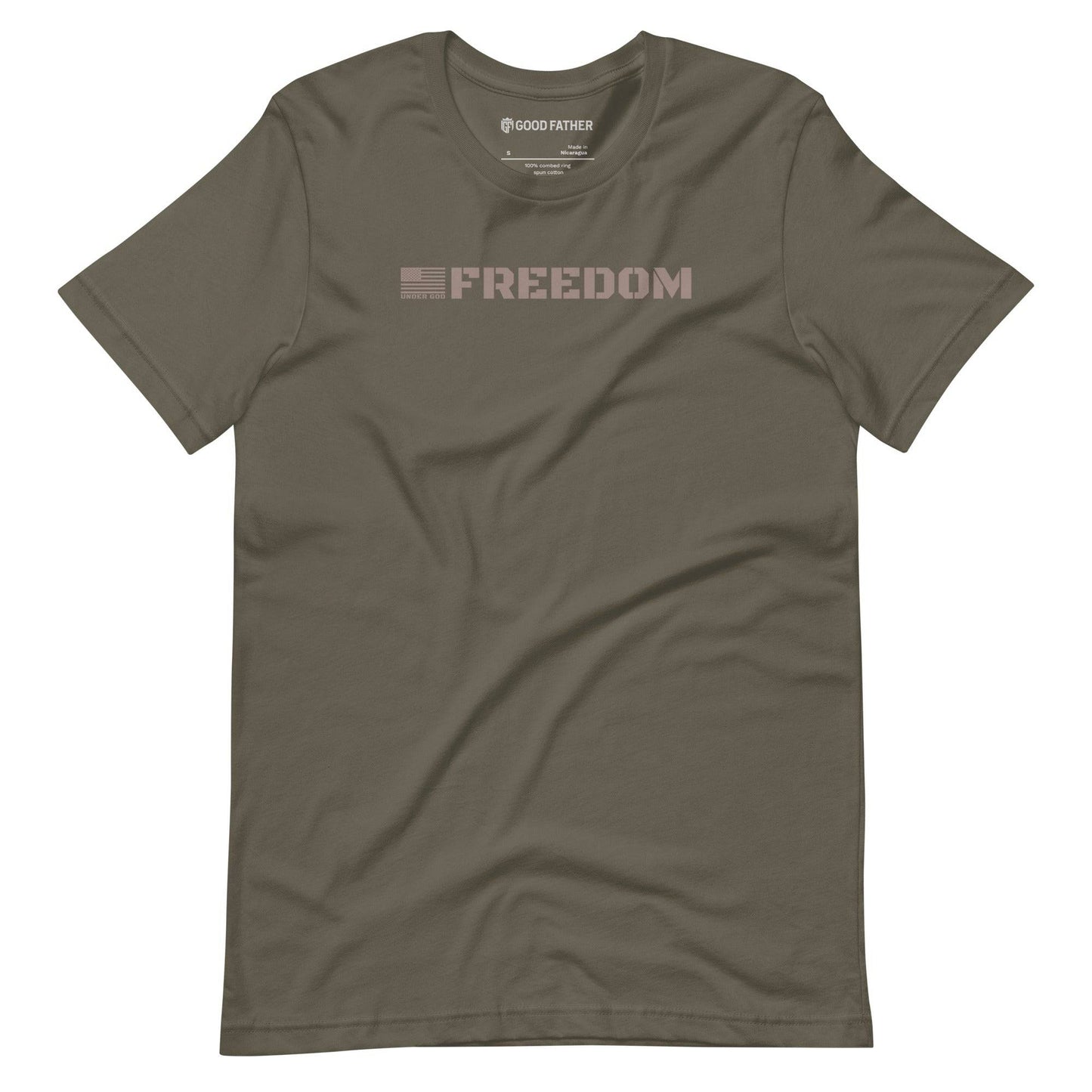 Freedom Basic T-Shirt - Good Father Clothing Company - mockup - Christian patriotic t-shirts - army