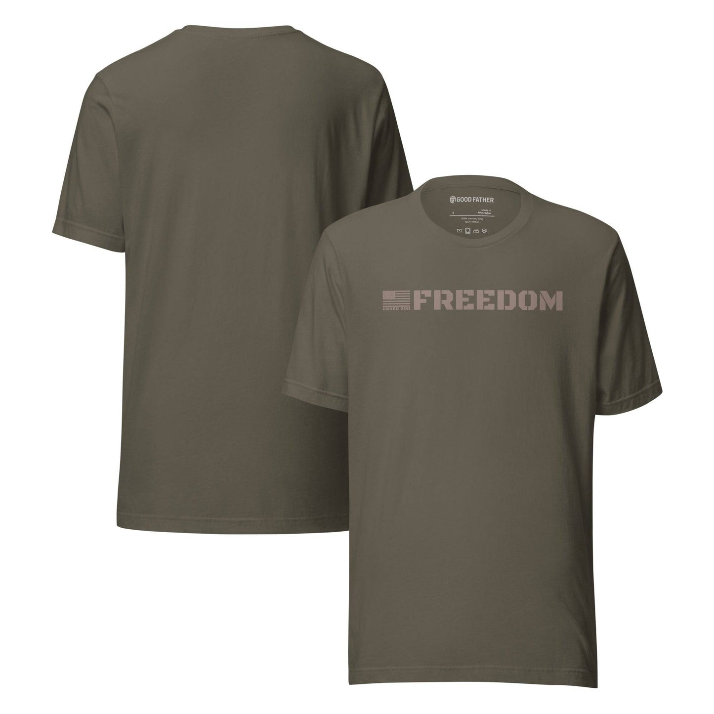 Freedom Basic T-Shirt - Good Father Clothing Company - front back - Christian patriotic t-shirts - army