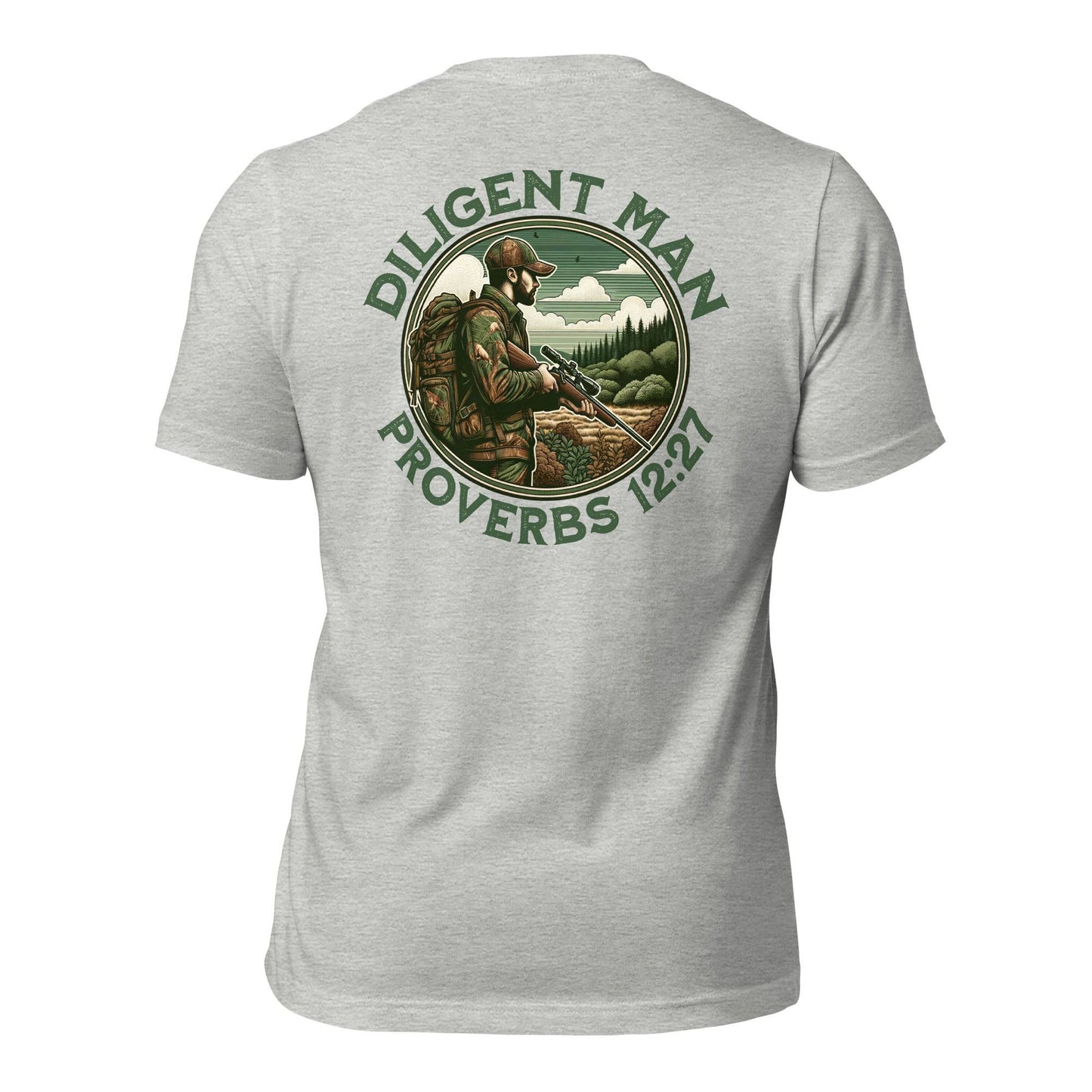 Diligent Man T-Shirt - Good Father Clothing Company - back - Christian patriotic t-shirts - athletic heather