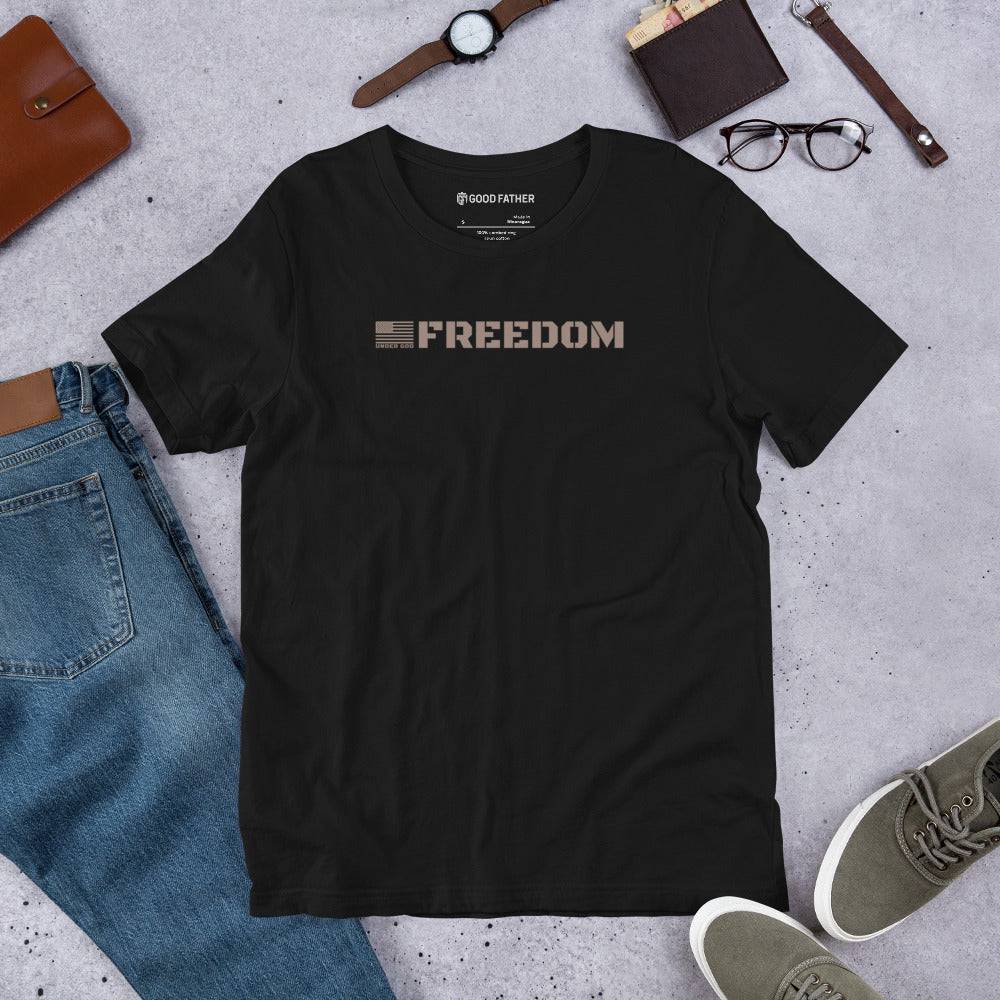 Freedom Basic T-Shirt - Good Father Clothing Company - mockup - Christian patriotic t-shirts - black