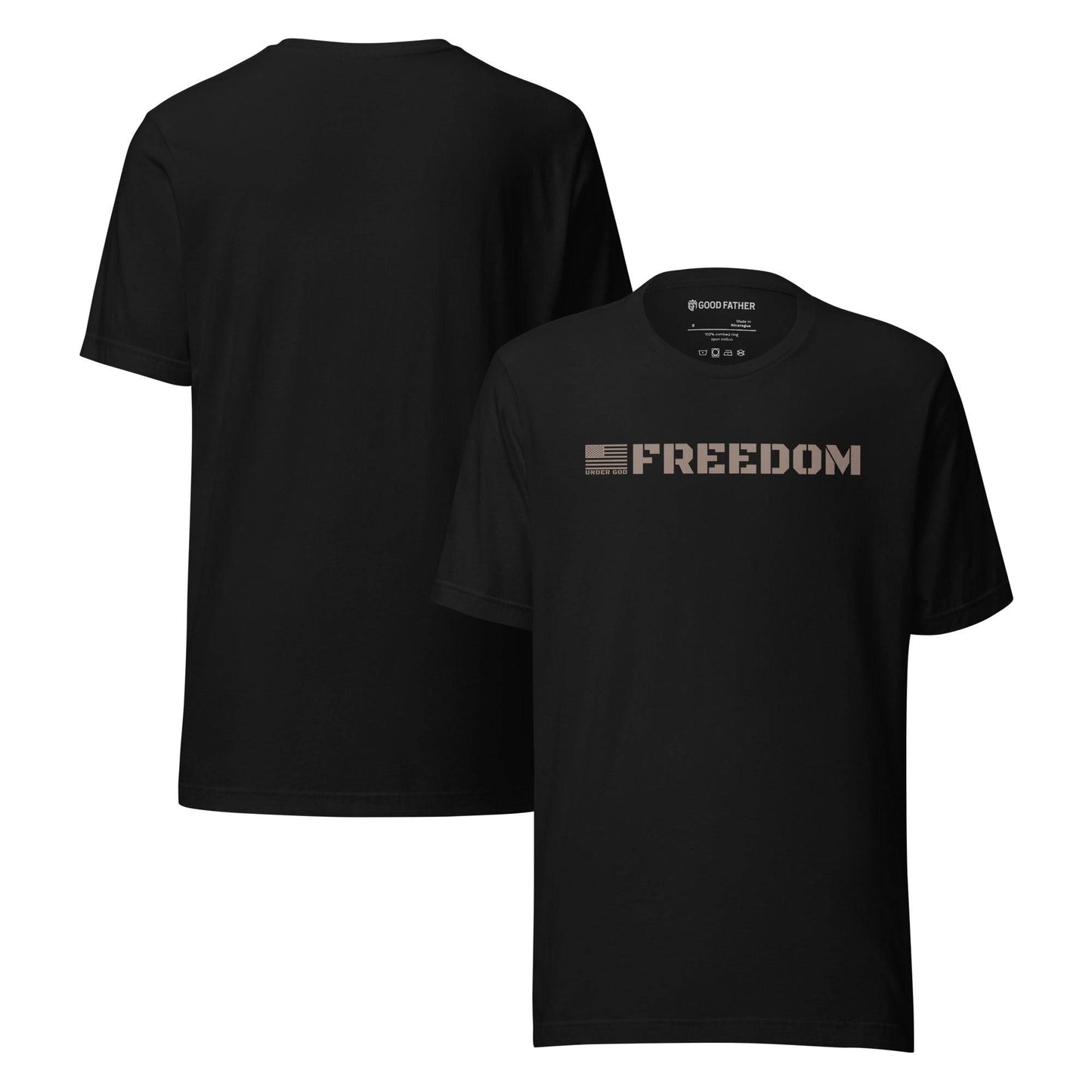 Freedom Basic T-Shirt - Good Father Clothing Company - front back - Christian patriotic t-shirts - black