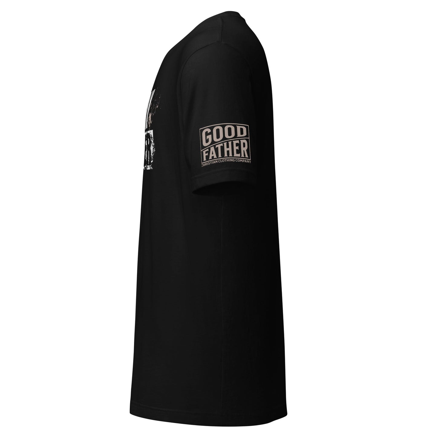 Pray Harder T-Shirt - Good Father Clothing Company - left sleeve - Christian patriotic t-shirts - black