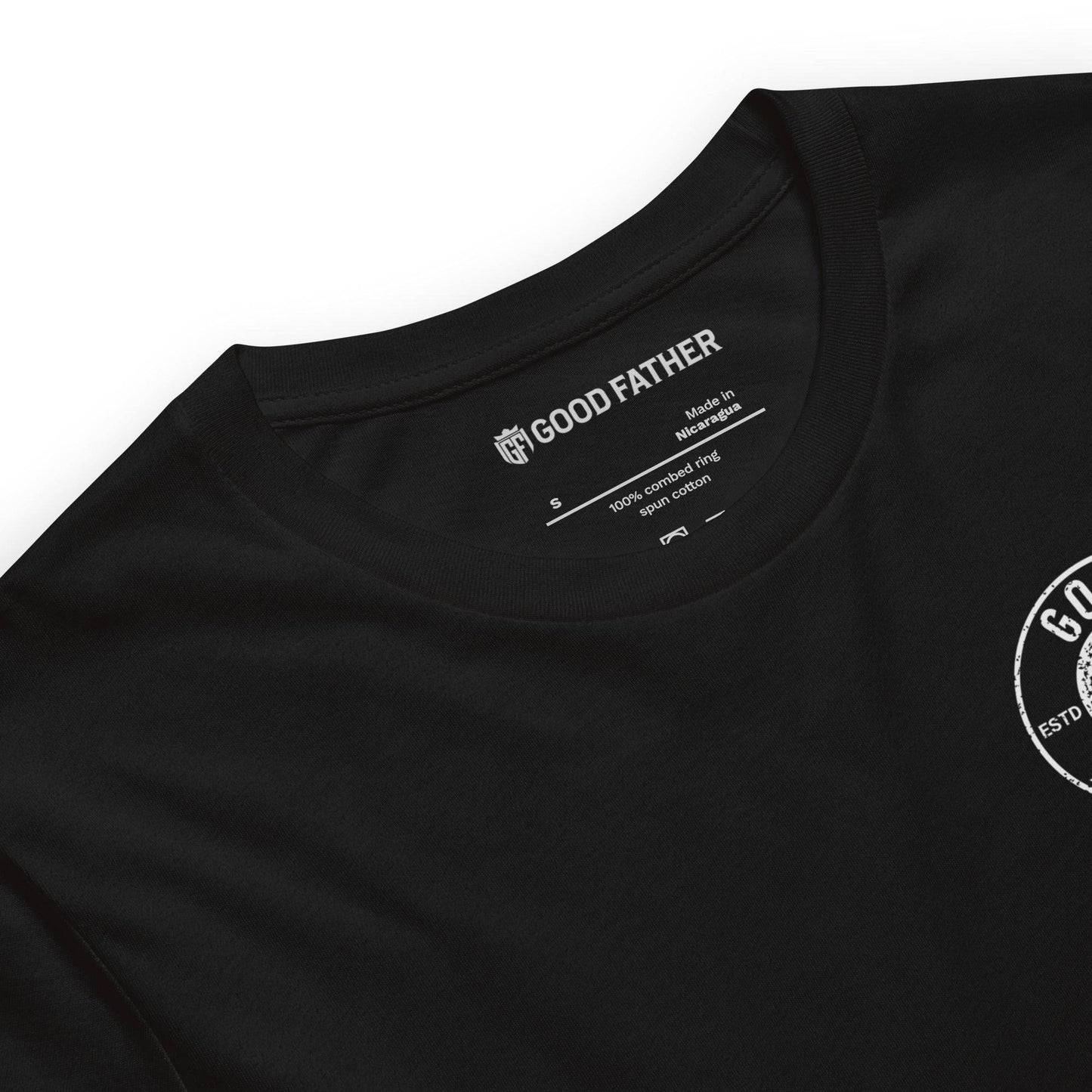 American Logo Basic T-Shirt - Good Father Clothing Company - neck - Christian patriotic t-shirts - black