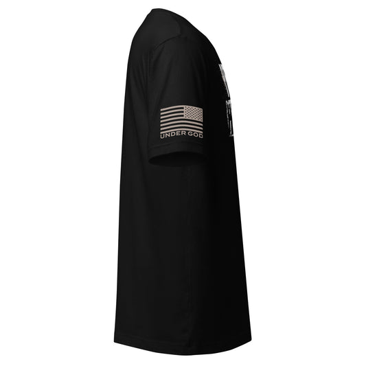 Pray Harder T-Shirt - Good Father Clothing Company - right sleeve - Christian patriotic t-shirts - black