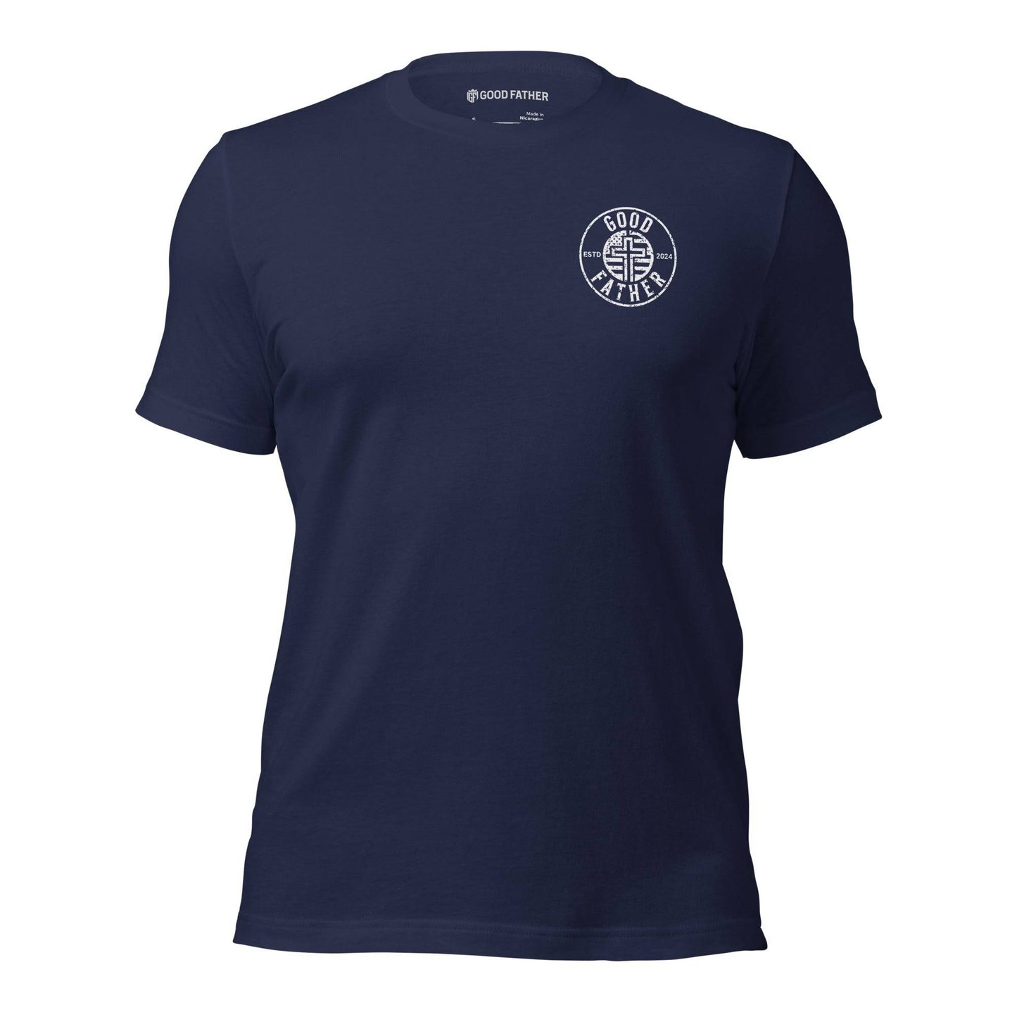 American Logo Basic T-Shirt - Good Father Clothing Company - front - Christian patriotic t-shirts - navy
