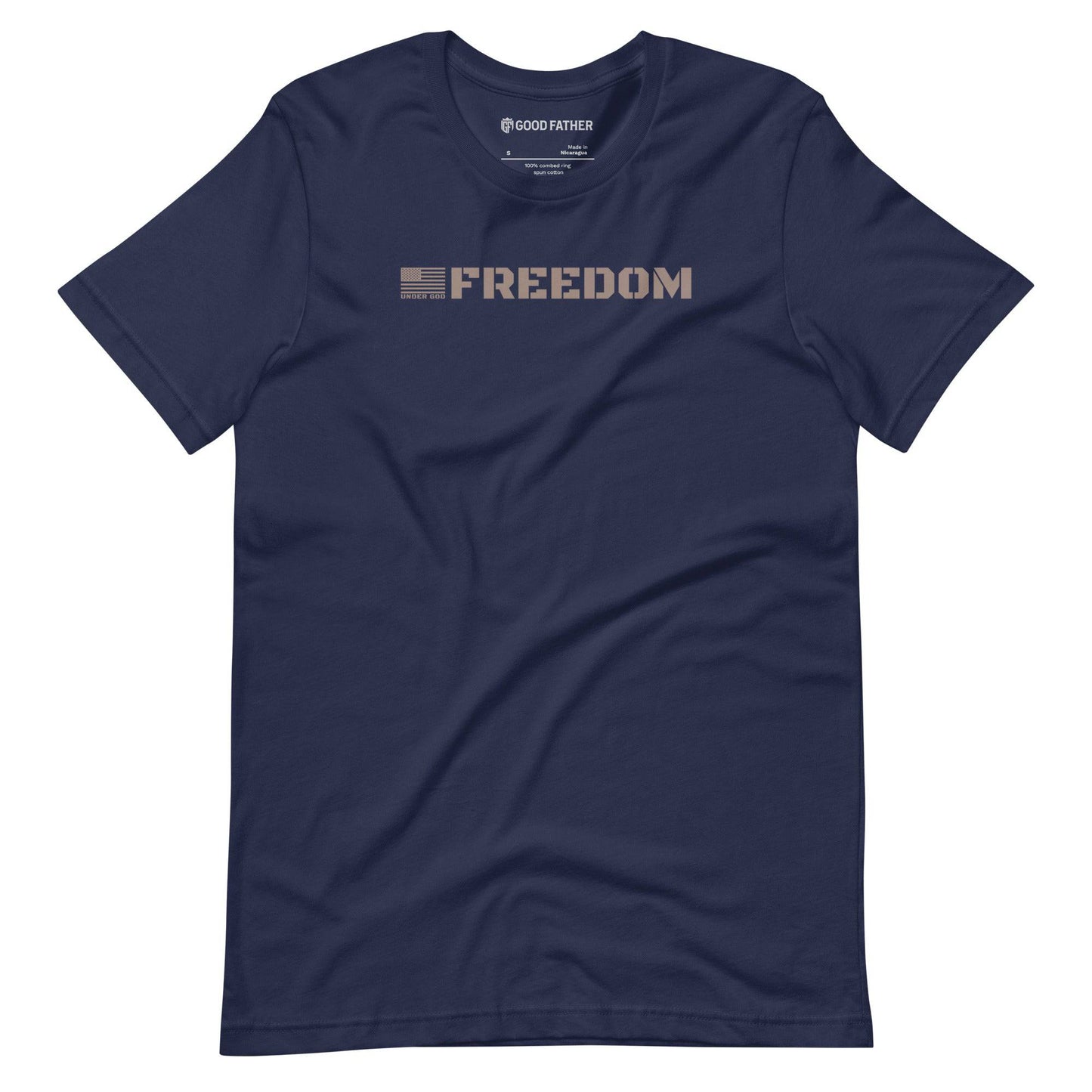 Freedom Basic T-Shirt - Good Father Clothing Company - mockup - Christian patriotic t-shirts - navy