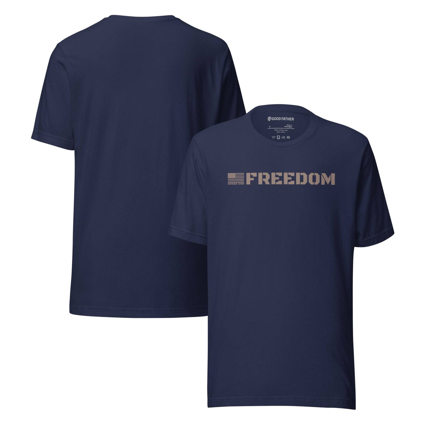 Freedom Basic T-Shirt - Good Father Clothing Company - front back - Christian patriotic t-shirts - navy