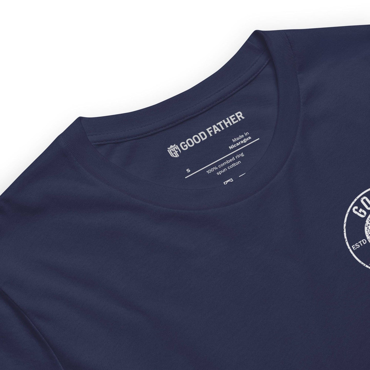 American Logo Basic T-Shirt - Good Father Clothing Company - neck - Christian patriotic t-shirts - navy