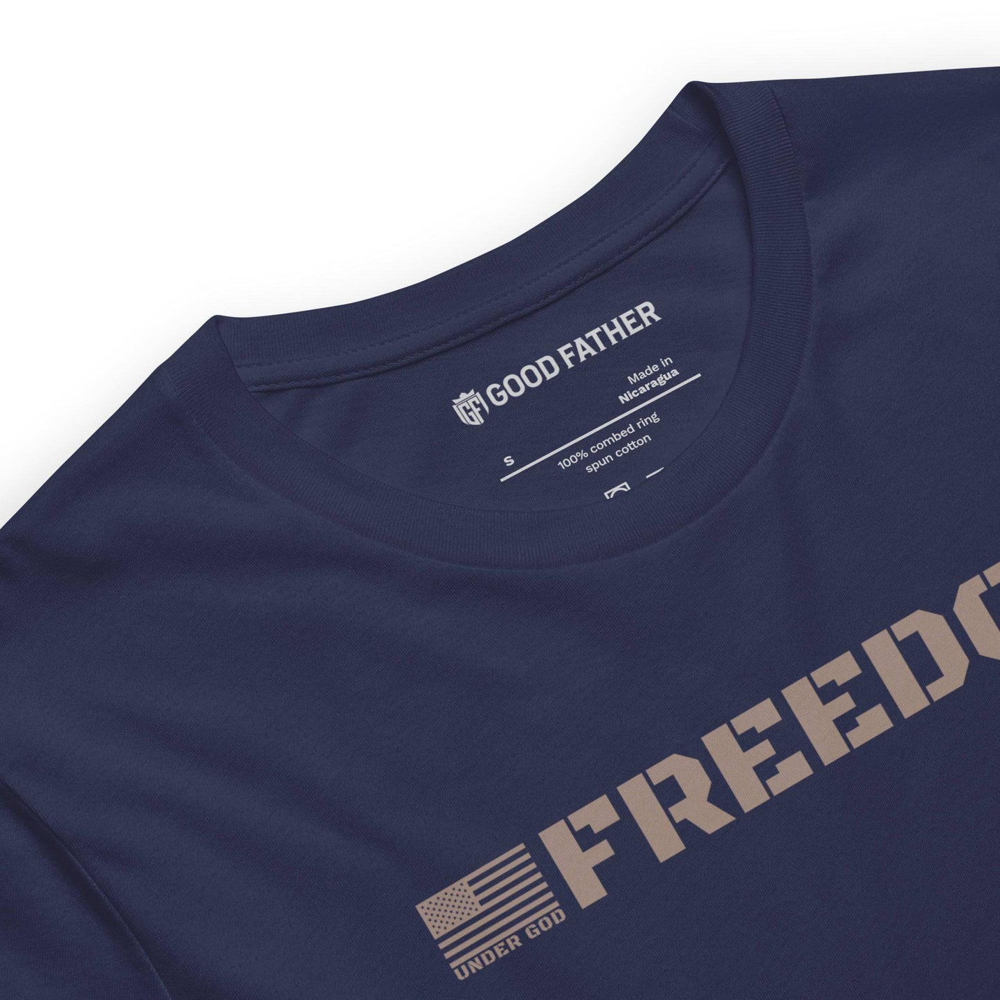 Freedom Basic T-Shirt - Good Father Clothing Company - neck - Christian patriotic t-shirts - navy