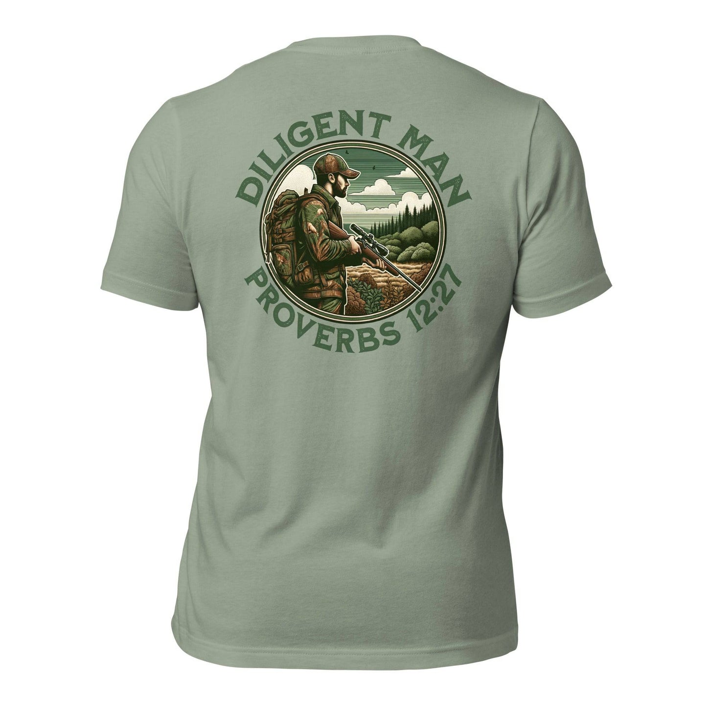 Diligent Man T-Shirt - Good Father Clothing Company - back - Christian patriotic t-shirts - sage
