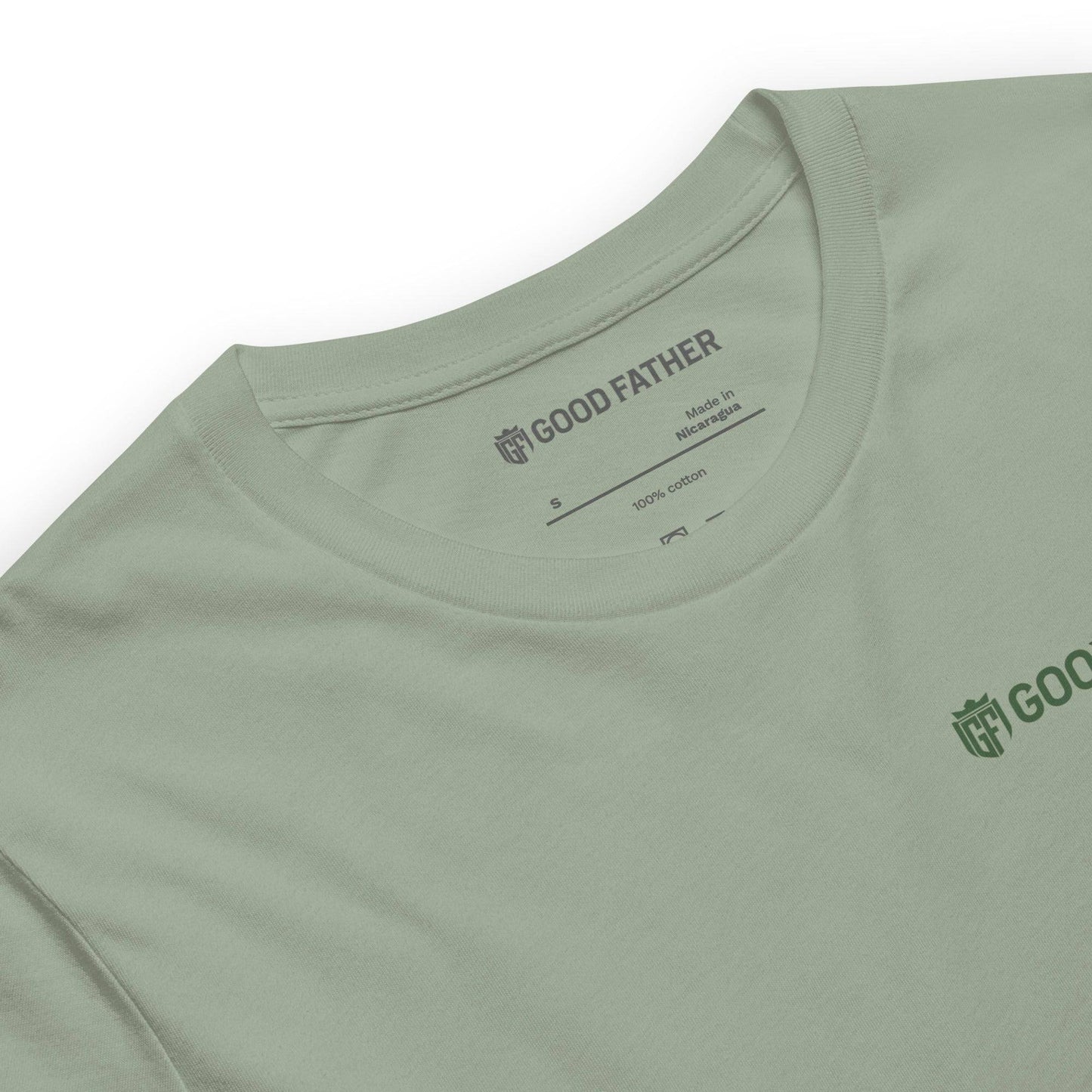 Diligent Man T-Shirt - Good Father Clothing Company - neck - Christian patriotic t-shirts - sage