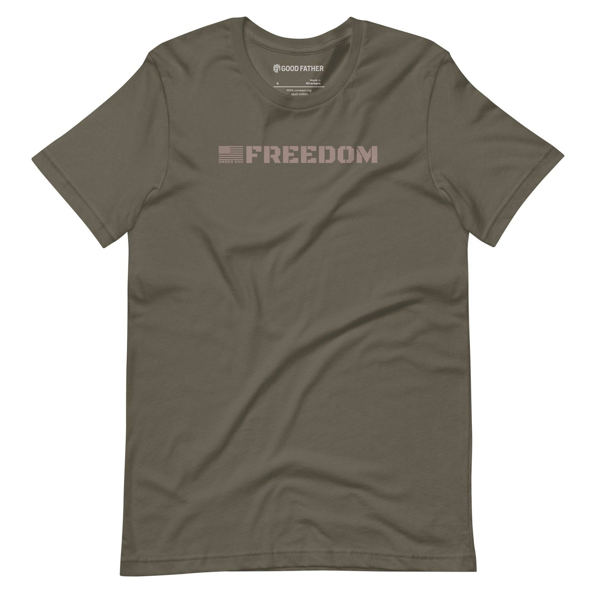 Freedom Basic T-Shirt - Good Father Clothing Company - mockup - Christian patriotic t-shirts - army