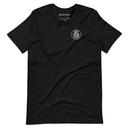 American Logo Basic T-Shirt - Good Father Clothing Company - front flat lay - Christian patriotic t-shirts - black