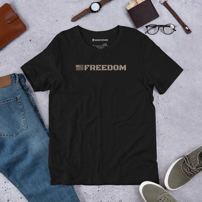 Freedom Basic T-Shirt - Good Father Clothing Company - mockup - Christian patriotic t-shirts - black