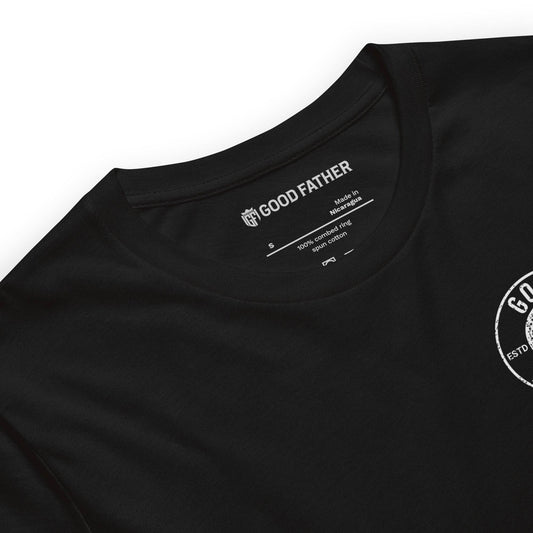 American Logo Basic T-Shirt - Good Father Clothing Company - neck - Christian patriotic t-shirts - black