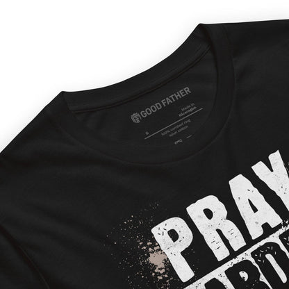 Pray Harder T-Shirt - Good Father Clothing Company - neck - Christian patriotic t-shirts - black